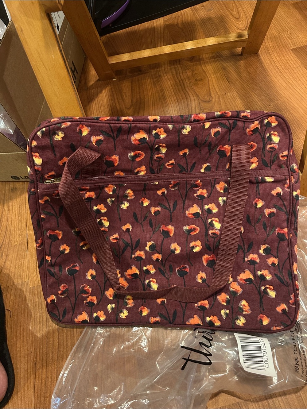 thirty-one Maroon Floral Print Tote Bag